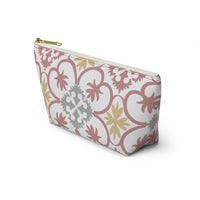 Portugal Tile Accessory Pouch w T-bottom in Pink